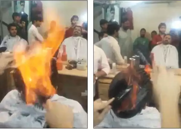 Meet The Indian Barber Who Cuts Men’s Hair By Setting It On Fire (Photos)